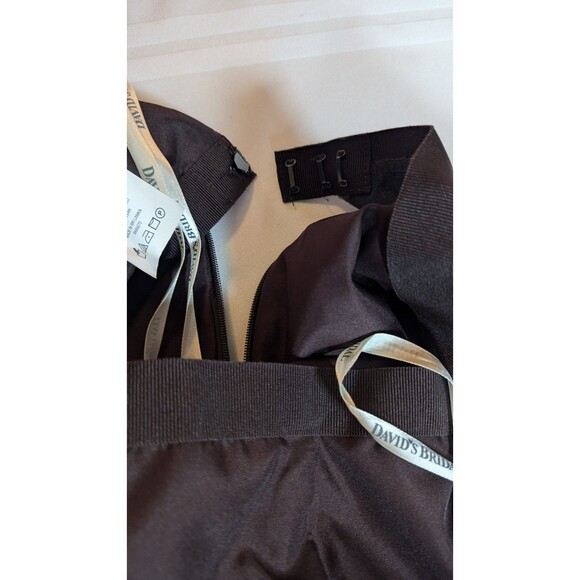 DAVID’S BRIDAL BROWN LONG FORMAL STRAPLESS DRESS W/ CHIFFON DRAPE, PROM SZ 12 - Picture 9 of 12